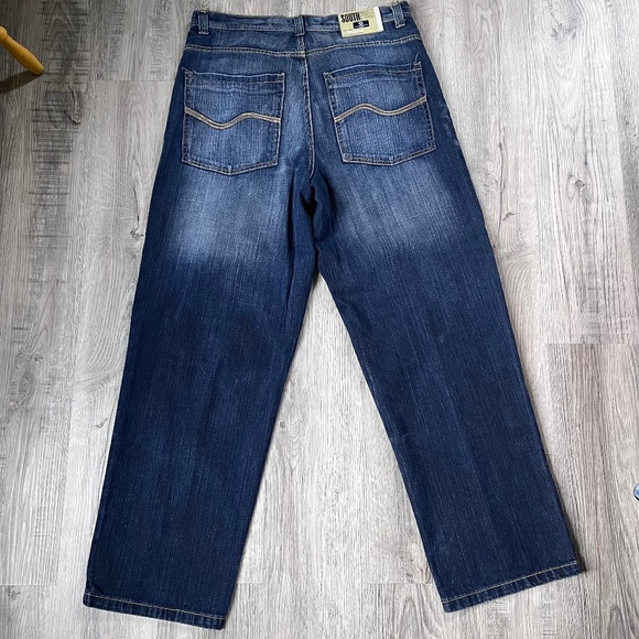 Southpole Y2K Wide Leg Baggy Jeans dark wash Men's Size 38 - Picture 7 of 9